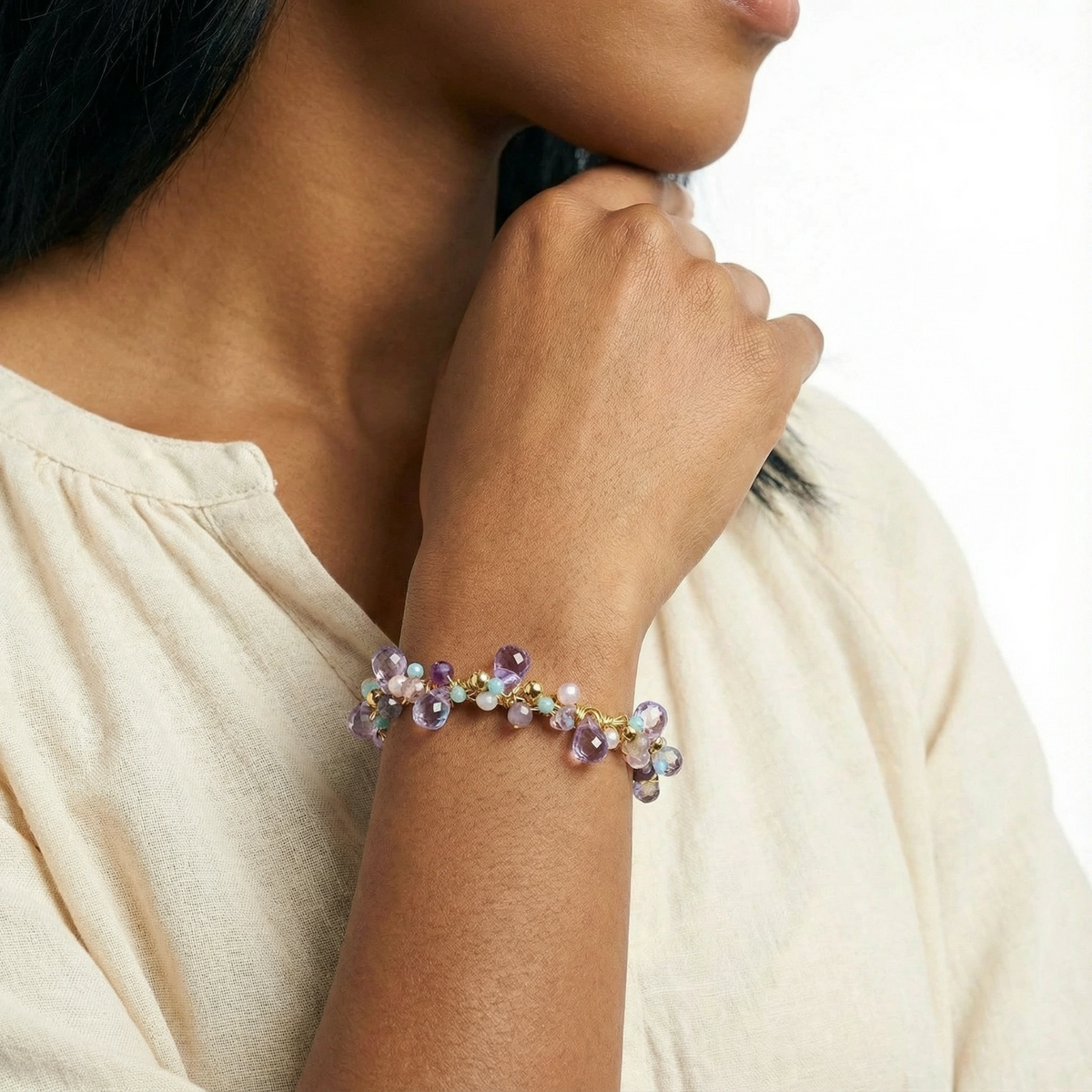 Crystal Garden Cuff - 18K Gold plated
