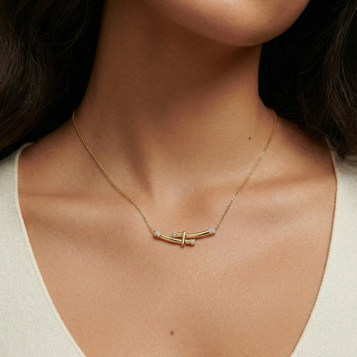 Crystal Arc Necklace - 14K gold-plated eco-brass