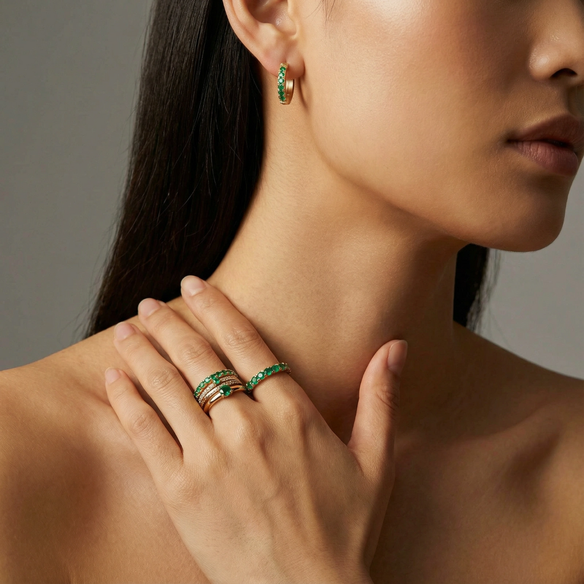 Emerald Energy Huggies - 18K Gold Plated