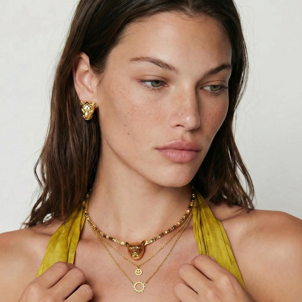 Sunshine Smiley Layered Necklace - 18K Gold Plated