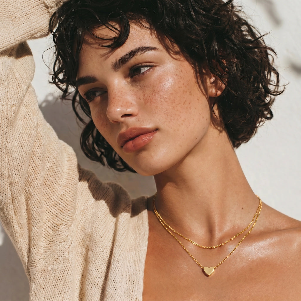 Layered Heart Necklace - 18K Gold Plated
