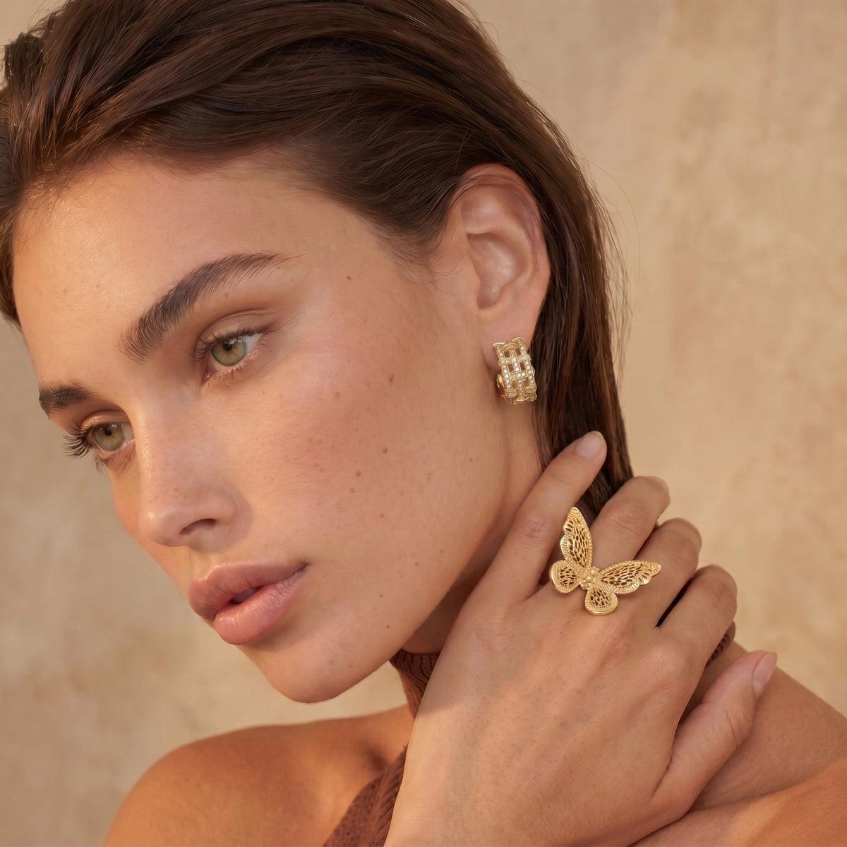 Lattice Dreams Hoops - 14K Gold Plated