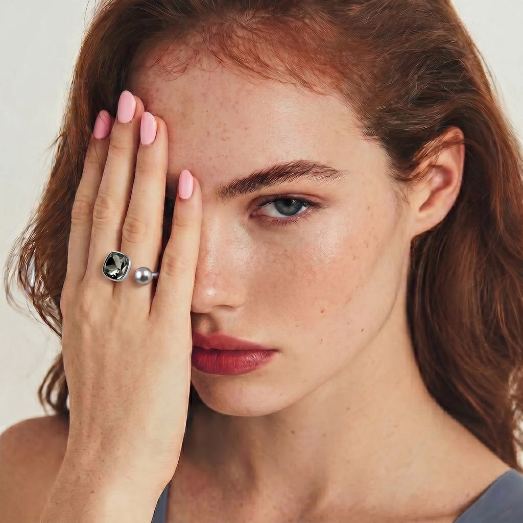 Dual Element Ring - White Gold