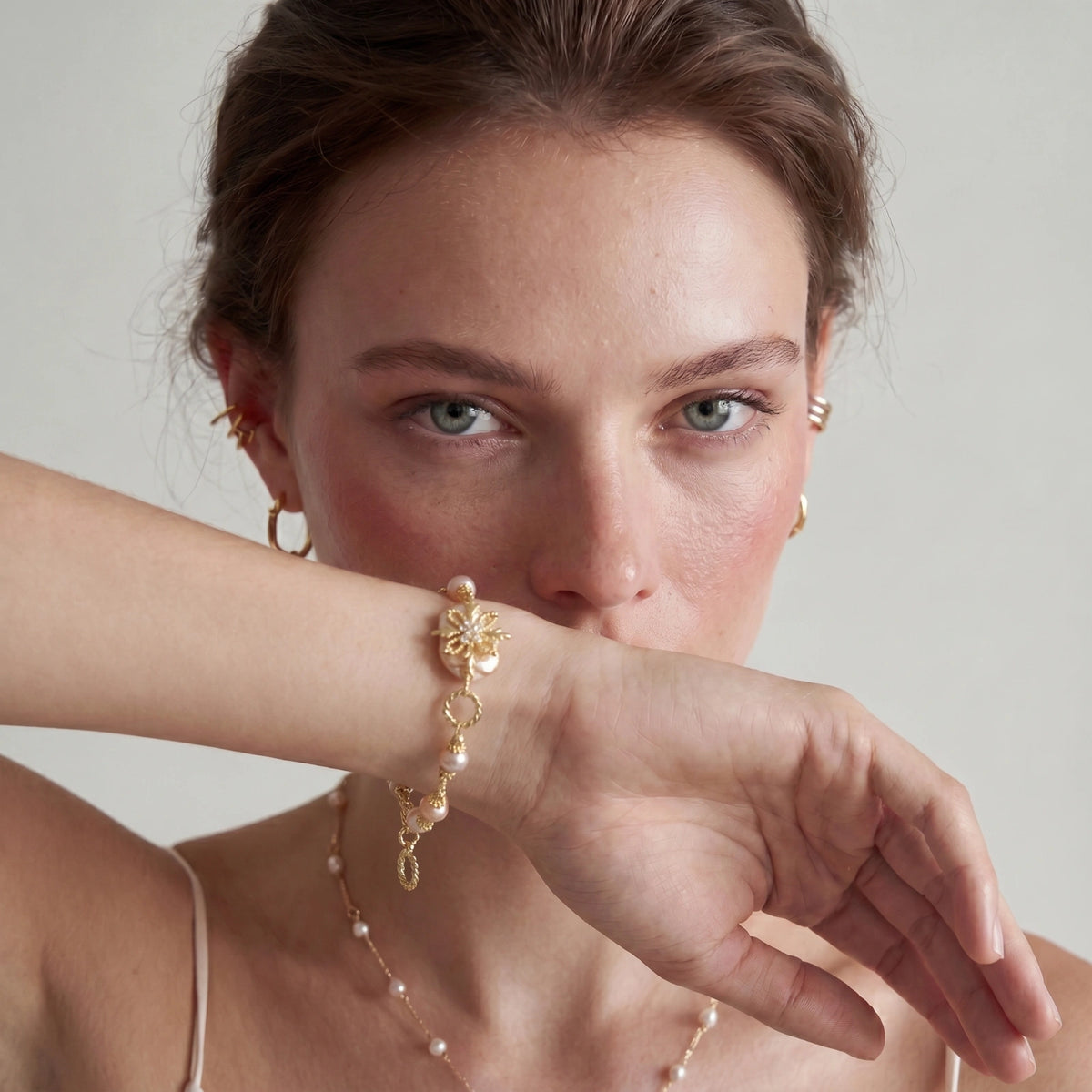 Baroque Pearl Bloom Bracelet - 14K Gold plated
