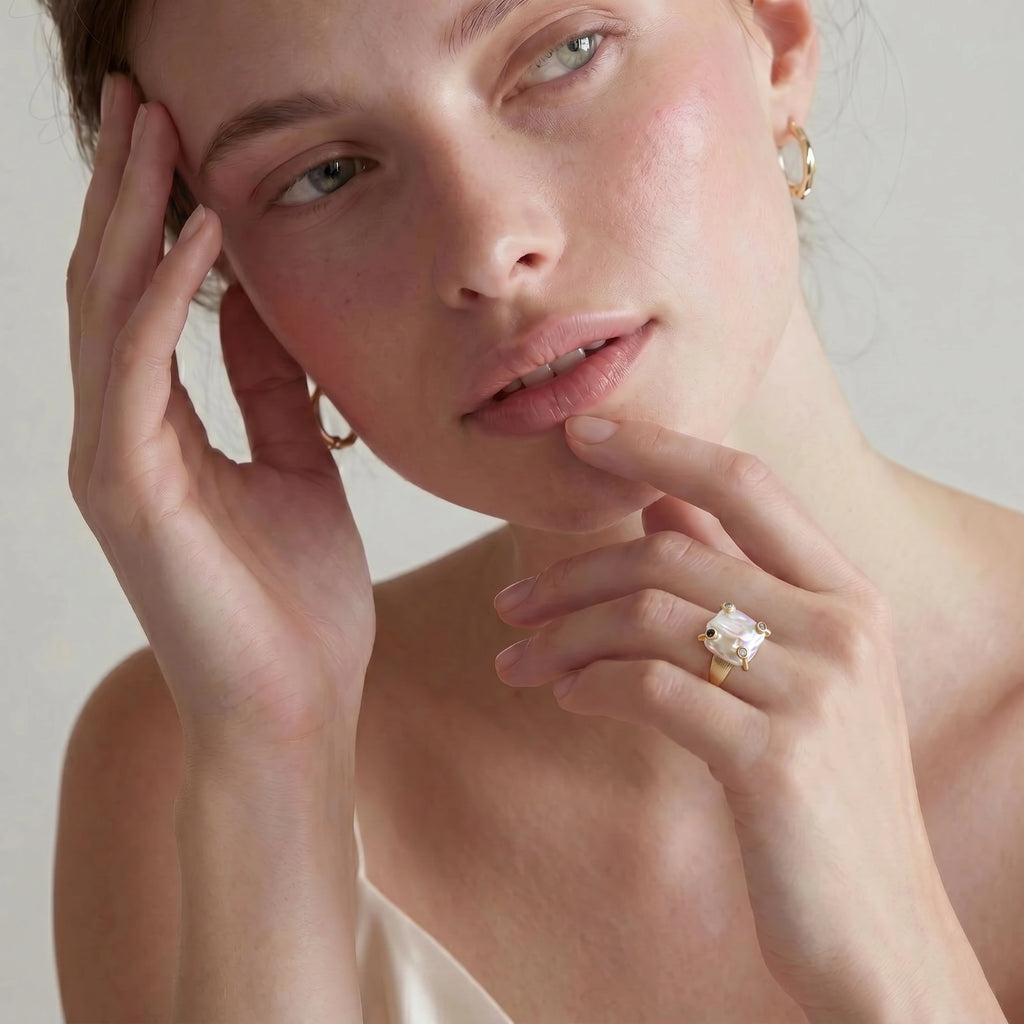 Baroque Pearl Statement Ring - 14K Gold Plated