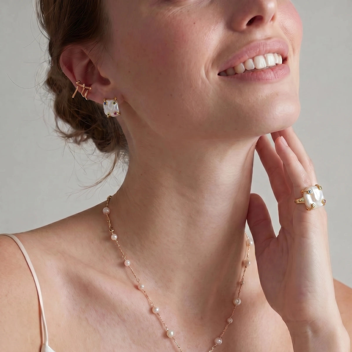 Baroque Pearl Studs - 18K Gold Plated