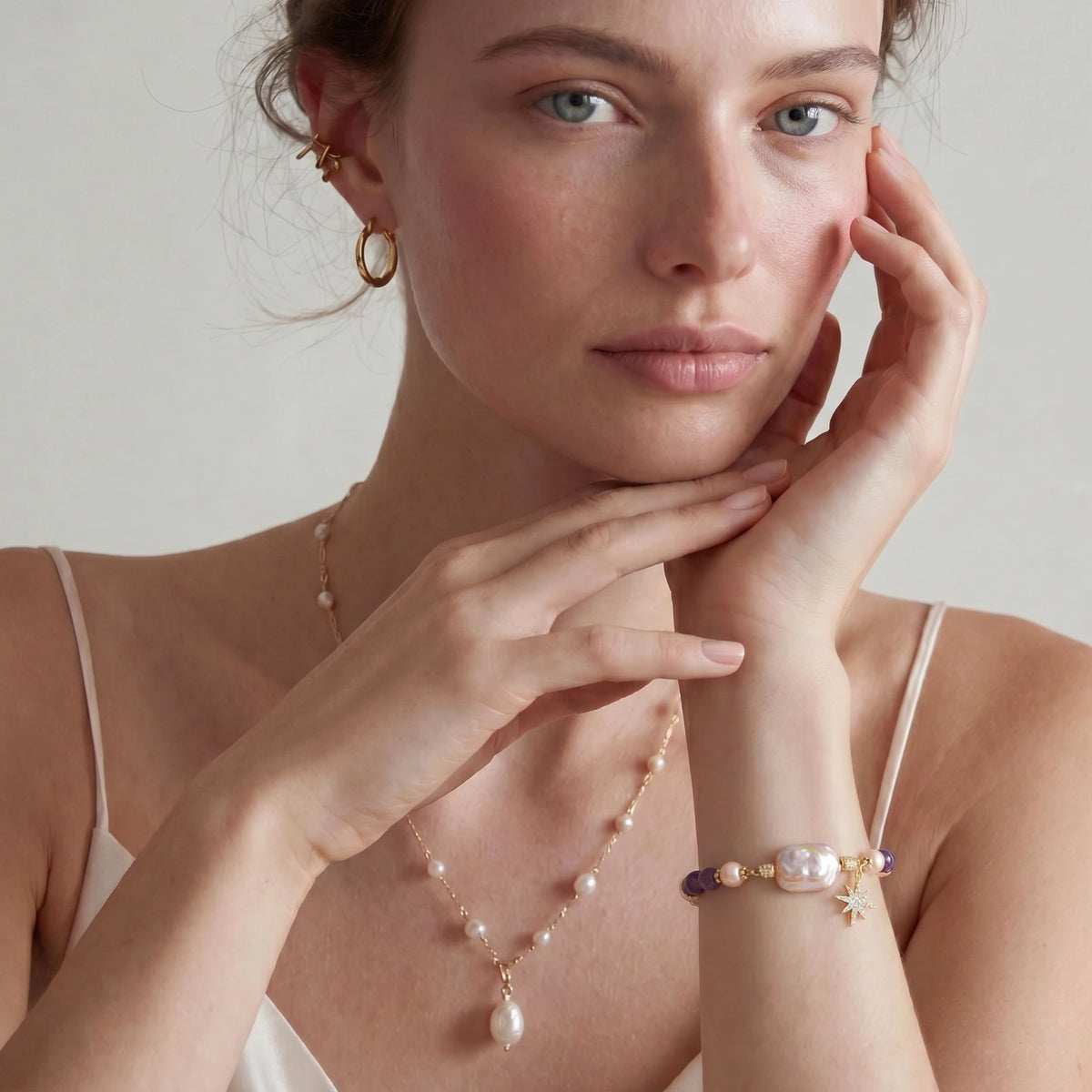 Gemstone Mix Chain Bracelet - 18K Gold Plated