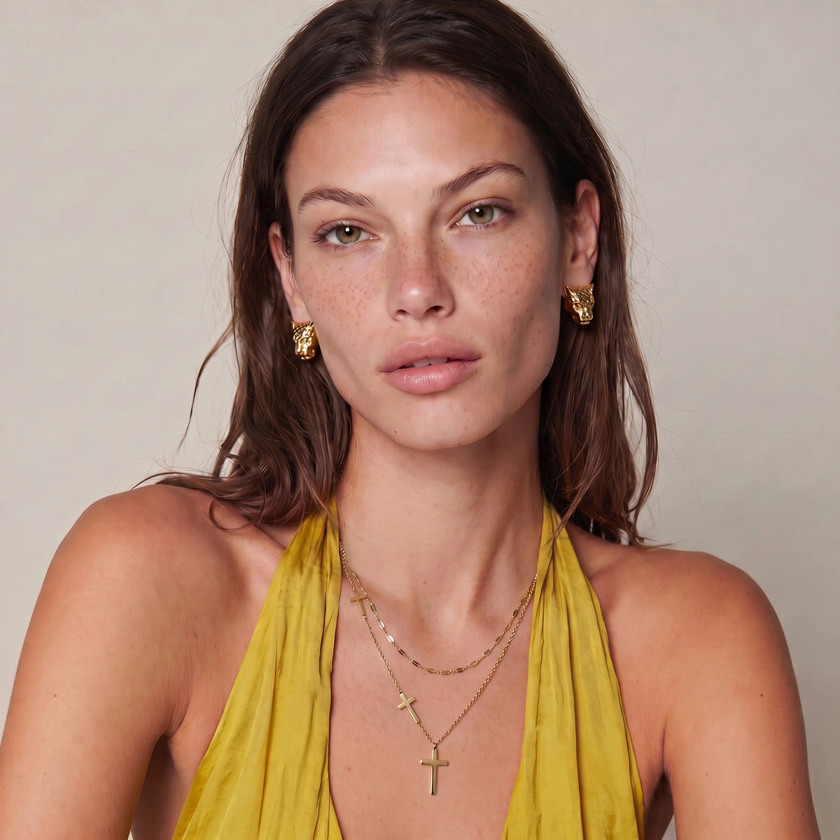 Divine Layers Cross Necklace Set - 14K Gold Plated