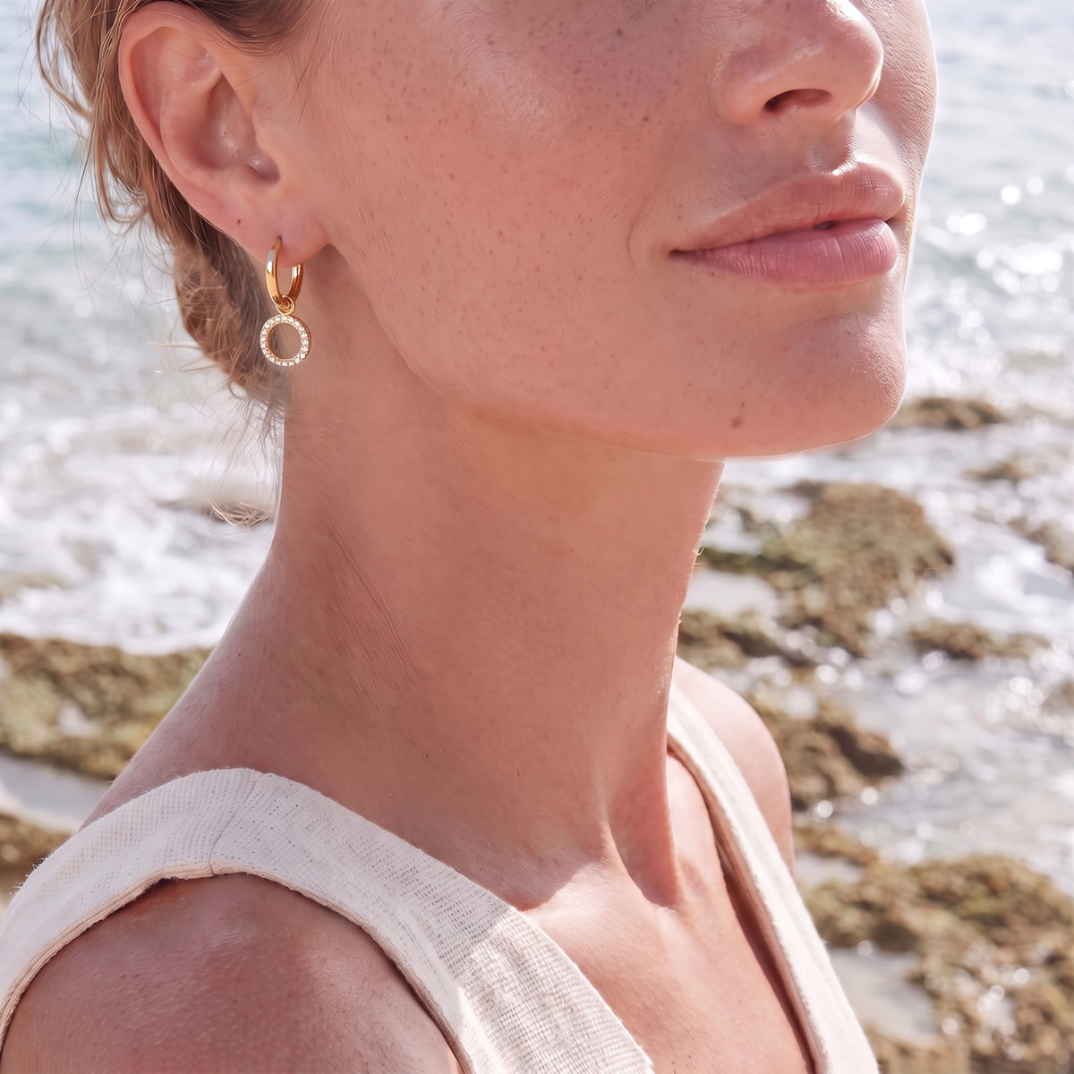Halo Circle Hoops - 18K Gold Plated