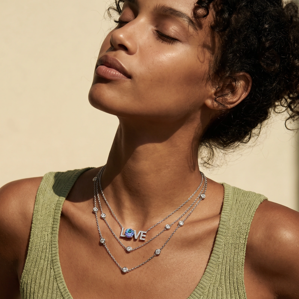 LOVE Moissanite Necklace - 925 Sterling Zilver