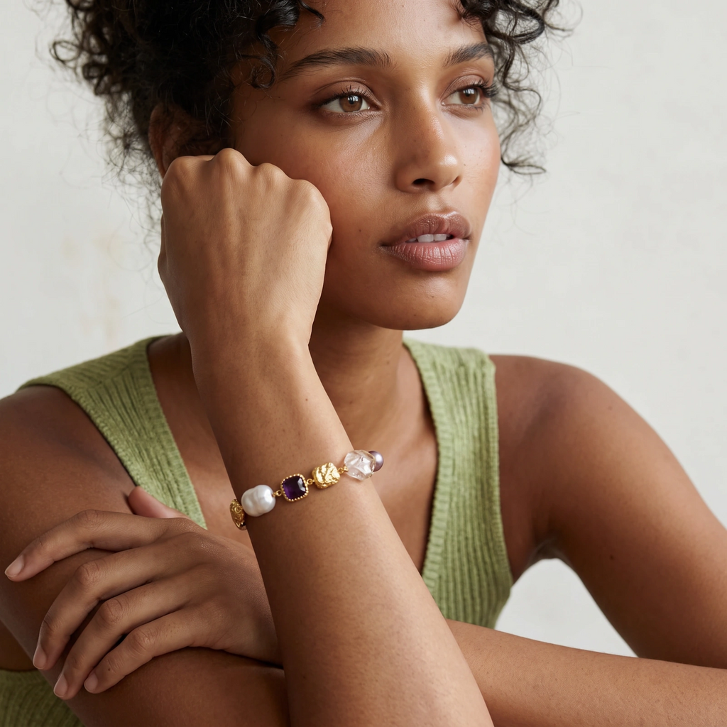 Armband met Gemengde Edelstenen - 18K Gold Plated