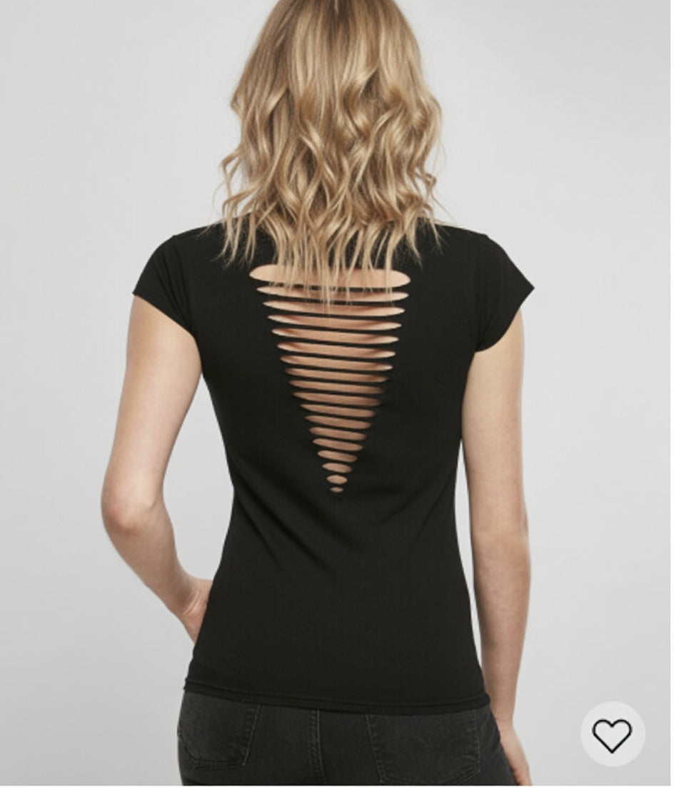 Dames Shirt open rug zwart