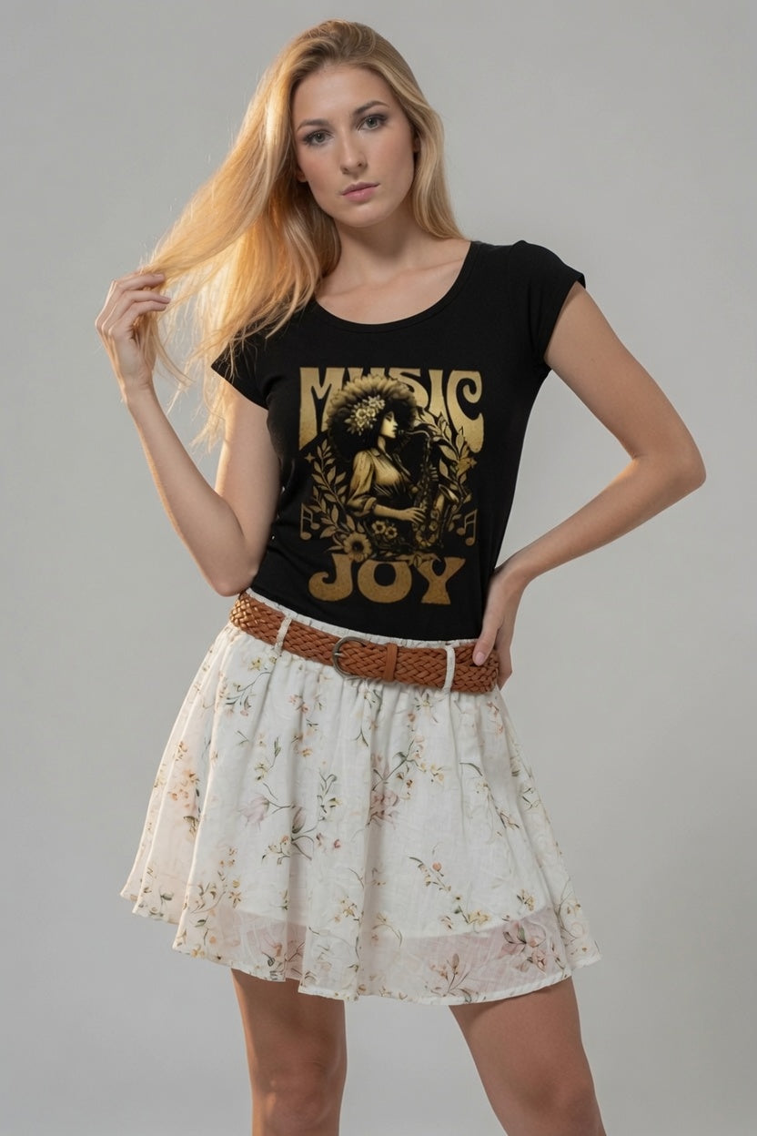 Dames Shirt open rug black/gold